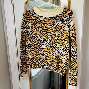 Animal print cropped sweater